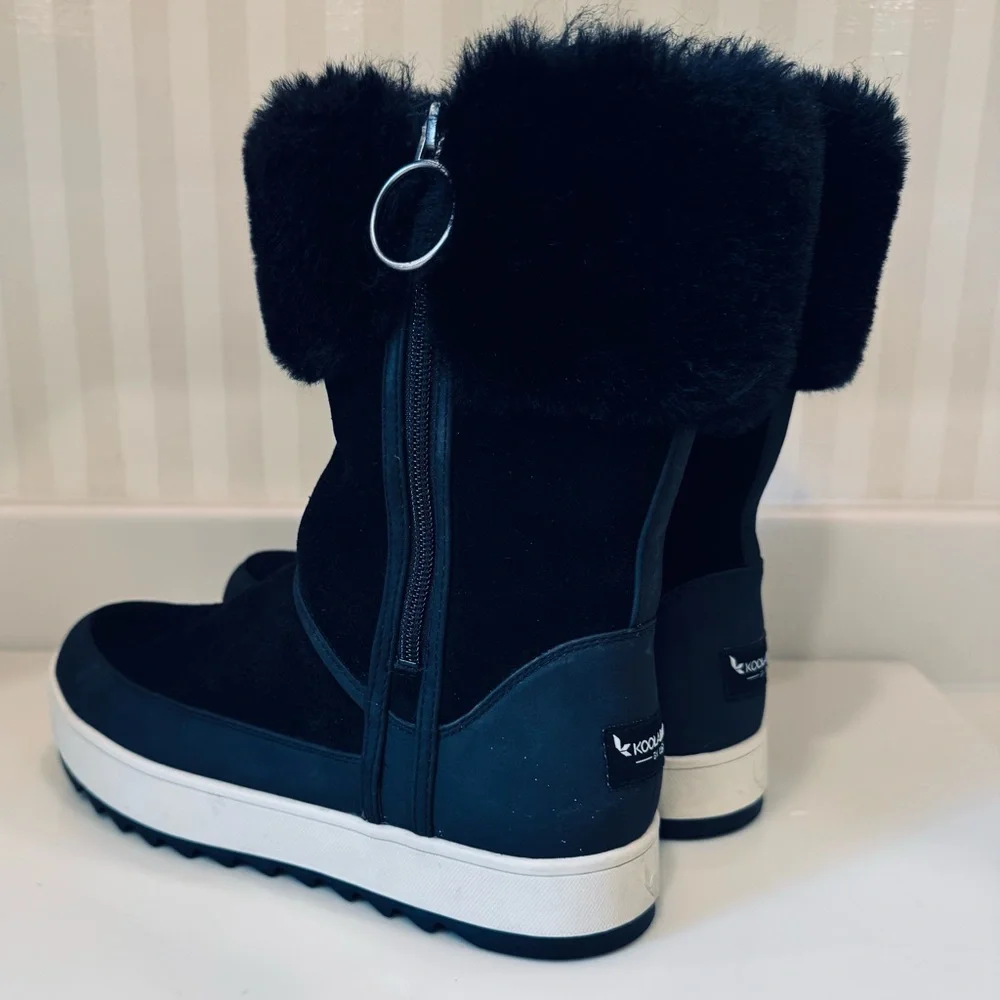 Koolaburra by UGG Black Tynlee Waterproof Winter Boots With Faux Fur Cuff Size 7